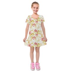 Background Pattern Flower Spring Kids  Short Sleeve Velvet Dress