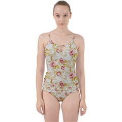 Background Pattern Flower Spring Cut Out Top Tankini Set