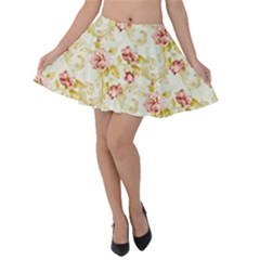 Background Pattern Flower Spring Velvet Skater Skirt