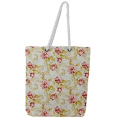 Background Pattern Flower Spring Full Print Rope Handle Tote (Large)