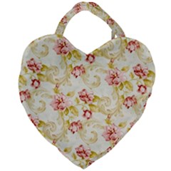 Background Pattern Flower Spring Giant Heart Shaped Tote