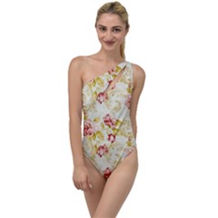 Background Pattern Flower Spring To One Side Swimsuit