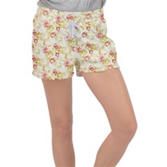Background Pattern Flower Spring Women s Velour Lounge Shorts
