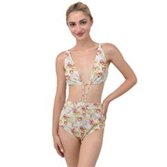 Background Pattern Flower Spring Tied Up Two Piece Swimsuit