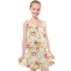 Background Pattern Flower Spring Kids  Cross Back Dress by Celenk