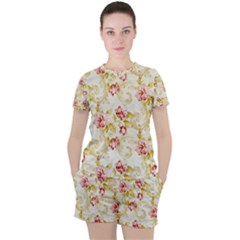 Background Pattern Flower Spring Women s Tee and Shorts Set