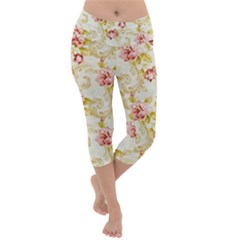 Background Pattern Flower Spring Lightweight Velour Capri Yoga Leggings