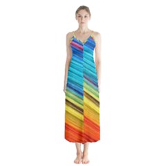 Rainbow Button Up Chiffon Maxi Dress