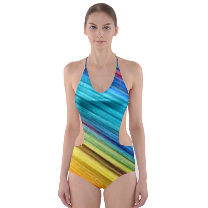 RAINBOW Cut-Out One Piece Swimsuit