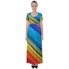 Rainbow High Waist Short Sleeve Maxi Dress by NSGLOBALDESIGNS2