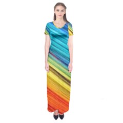 Rainbow Short Sleeve Maxi Dress by NSGLOBALDESIGNS2