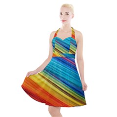 Rainbow Halter Party Swing Dress  by NSGLOBALDESIGNS2