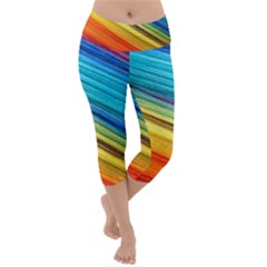Rainbow Lightweight Velour Capri Yoga Leggings by NSGLOBALDESIGNS2