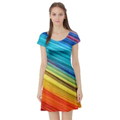 Rainbow Short Sleeve Skater Dress by NSGLOBALDESIGNS2