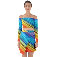 Rainbow Off Shoulder Top With Skirt Set by NSGLOBALDESIGNS2