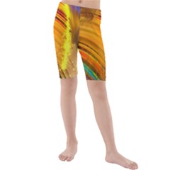 Orange Pink Sketchy Abstract Arch Kids  Mid Length Swim Shorts by bloomingvinedesign