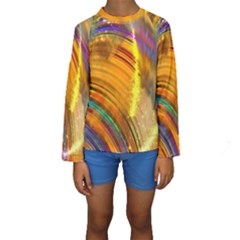 Orange Pink Sketchy Abstract Arch Kids  Long Sleeve Swimwear by bloomingvinedesign