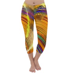 Orange Pink Sketchy Abstract Arch Capri Winter Leggings 