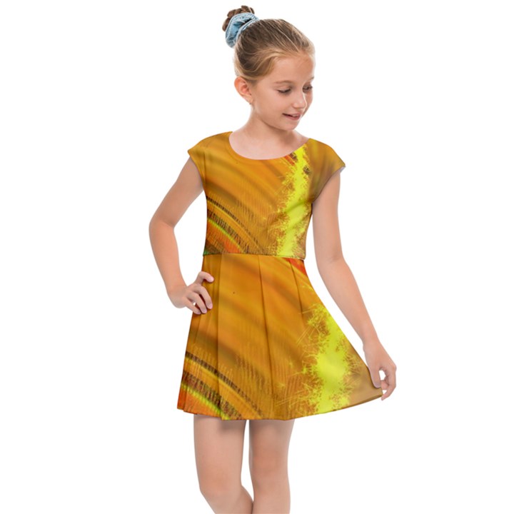 Orange Pink Sketchy Abstract Arch Kids Cap Sleeve Dress