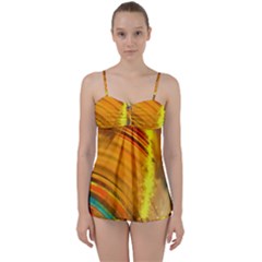 Orange Pink Sketchy Abstract Arch Babydoll Tankini Set by bloomingvinedesign