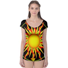 Mandala Sun Graphic Design Boyleg Leotard  by Simbadda