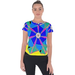 Mandala Wheel Pattern Ornament Short Sleeve Sports Top  by Simbadda