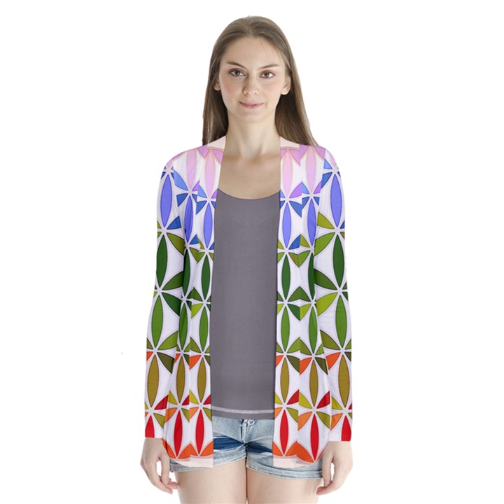 Mandala Rainbow Colorful Reiki Drape Collar Cardigan