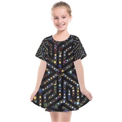 Symbol Wheel Mandala Design Kids  Smock Dress by Simbadda