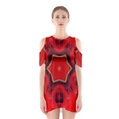 Chakra Art Heart Healing Red Shoulder Cutout One Piece Dress by Simbadda