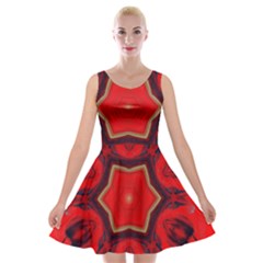 Chakra Art Heart Healing Red Velvet Skater Dress by Simbadda