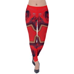 Chakra Art Heart Healing Red Velvet Leggings by Simbadda