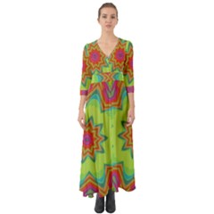 Abstract Art Abstract Background Pattern Button Up Boho Maxi Dress