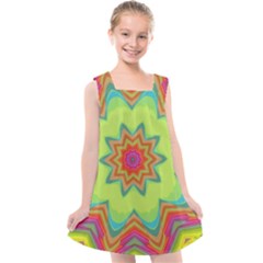 Abstract Art Abstract Background Pattern Kids  Cross Back Dress by Simbadda