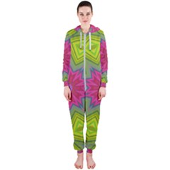 Green Pink Abstract Art Abstract Background Hooded Jumpsuit (ladies) 