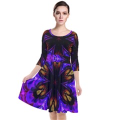 Abstract Art Abstract Background Quarter Sleeve Waist Band Dress