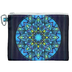 Mandala Blue Abstract Circle Canvas Cosmetic Bag (xxl) by Simbadda