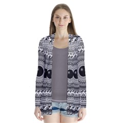 Graphic Design Round Geometric Drape Collar Cardigan