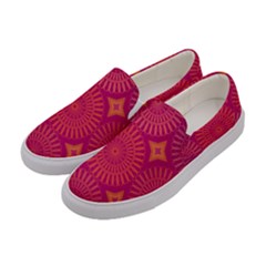 Flower Wheel Chakra Mandala Modern Women s Canvas Slip Ons by Simbadda