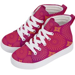 Flower Wheel Chakra Mandala Modern Kid s Hi-top Skate Sneakers by Simbadda