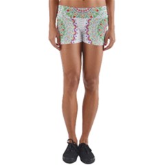 Flower Abstract Floral Yoga Shorts by Simbadda