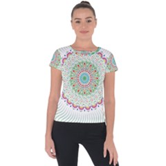 Flower Abstract Floral Short Sleeve Sports Top  by Simbadda