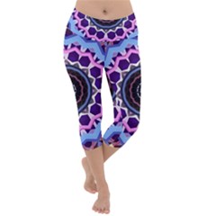 Mandala Art Design Pattern Lightweight Velour Capri Yoga Leggings by Simbadda