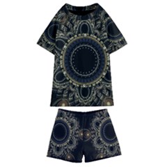 Fractal Mandala Intricate Kids  Swim Tee And Shorts Set by Simbadda