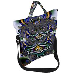 Fractal Art Artwork Design Pattern Fold Over Handle Tote Bag by Simbadda