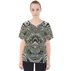 Fractal Art Artwork Design V-neck Dolman Drape Top by Simbadda