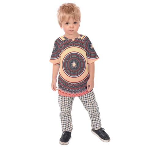 Ornamental Shape Concentric Round Kids Raglan Tee by Simbadda