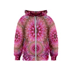 Flower Mandala Art Pink Abstract Kids  Zipper Hoodie