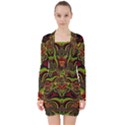 Fractal Art Artwork Design V-neck Bodycon Long Sleeve Dress View1