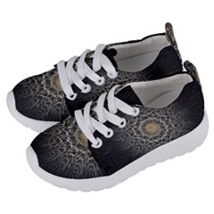 Fractal Mandala Feathers Grey Kids  Lightweight Sports Shoes by Simbadda