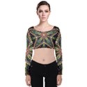 Star Mandala Pattern Design Doodle Velvet Long Sleeve Crop Top View1